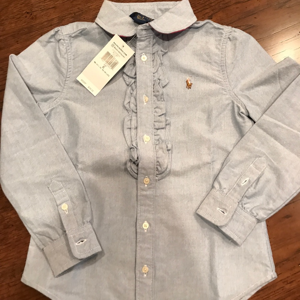 Ralph Lauren girls oxford blue button down shirt